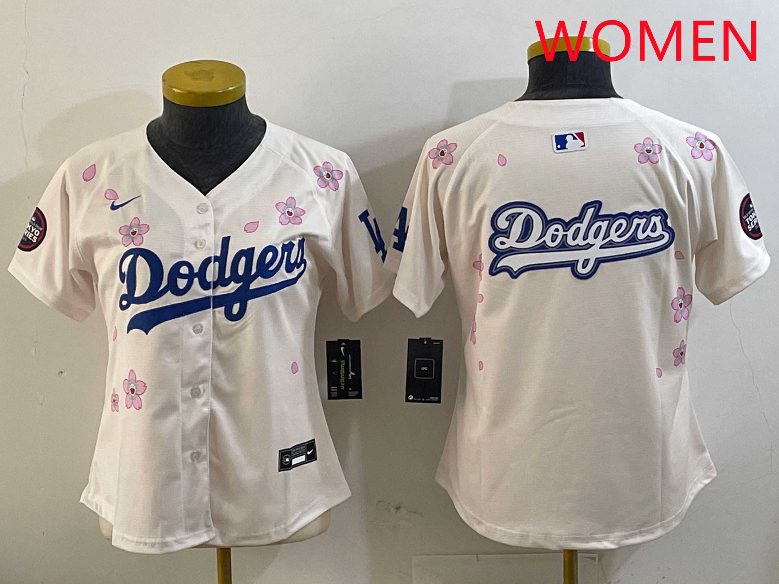 Women Los Angeles Dodgers Blank Cream Sakura Edition 2025 Nike MLB Jersey style 13